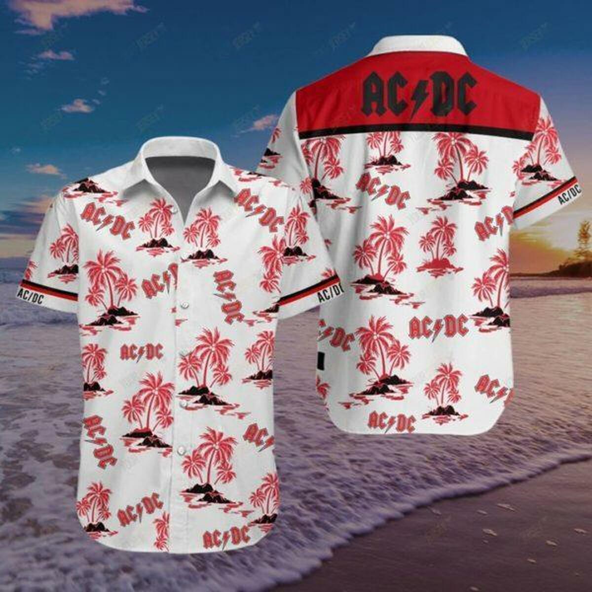 Ac/Dc Hawaiian Shirt Beach Outfit Summer