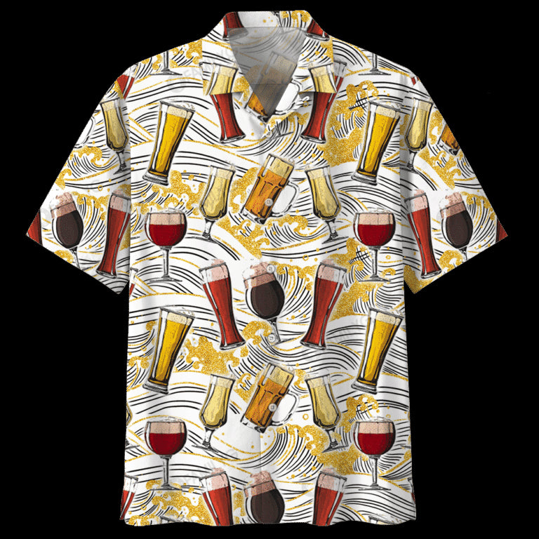 Beer And Wine Alcohol Drink Hawaiian Shirt