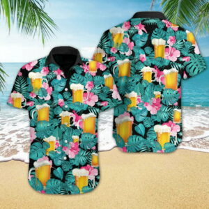 Beer Tropical Floral Hawaiian Shirt