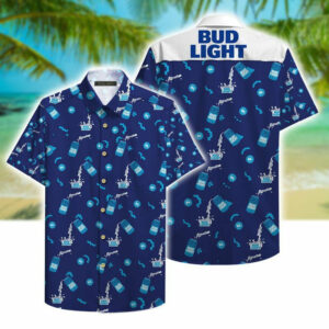 Bud Light Beer Pattern Hawaiian Shirt