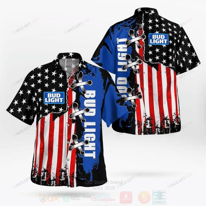 Bud Light Us Flag Hawaiian Shirt Outfit Beach Summer