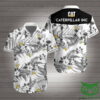 Caterpillar Inc White And Gray Leaves Flowers Hawaiian Shirt