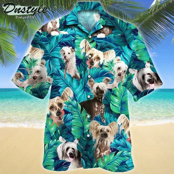 Chinese Crested Dog Lovers Palm Tree Hawaiian Shirt