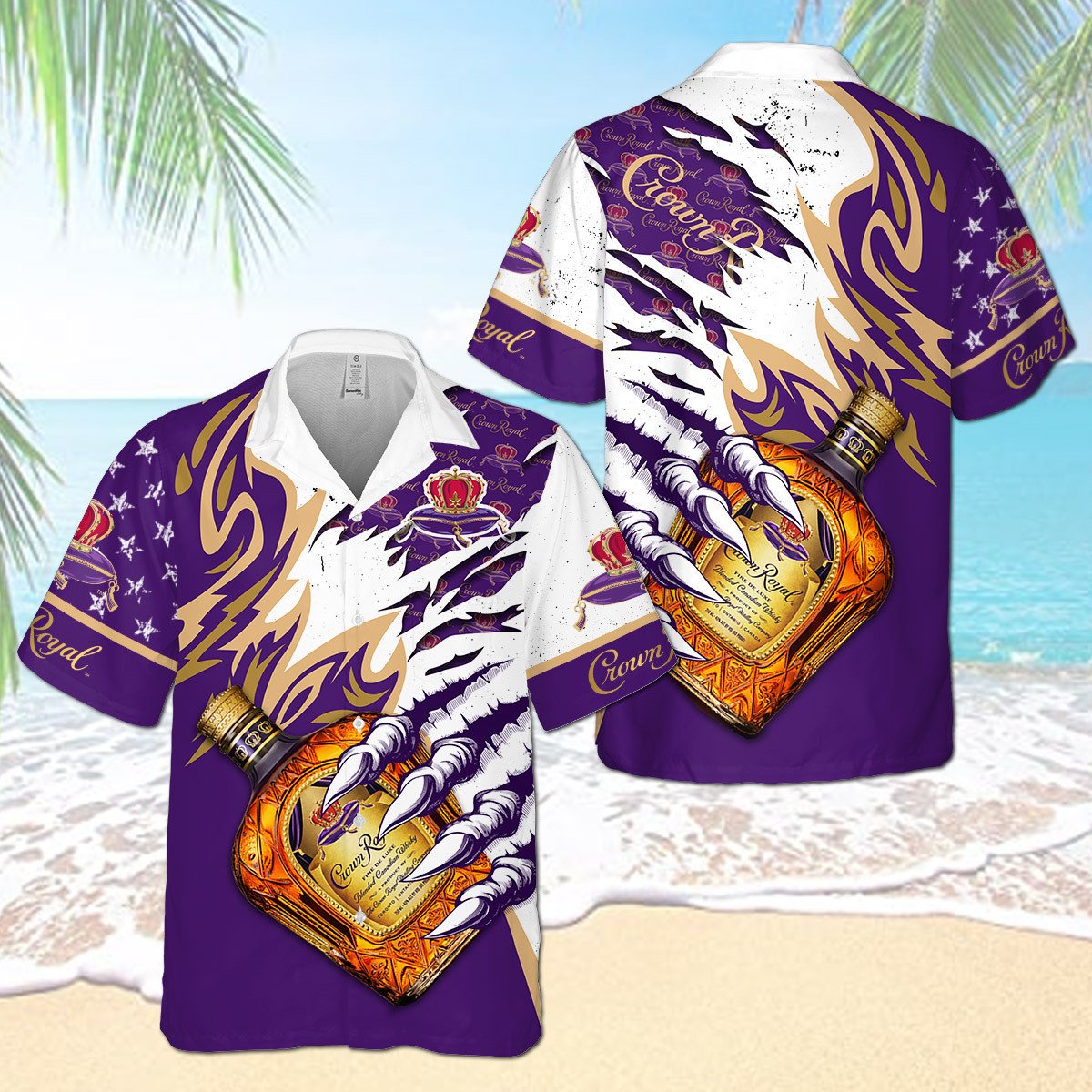 Crown Royal Claws Usa Flag Pattern Hawaiian Shirt