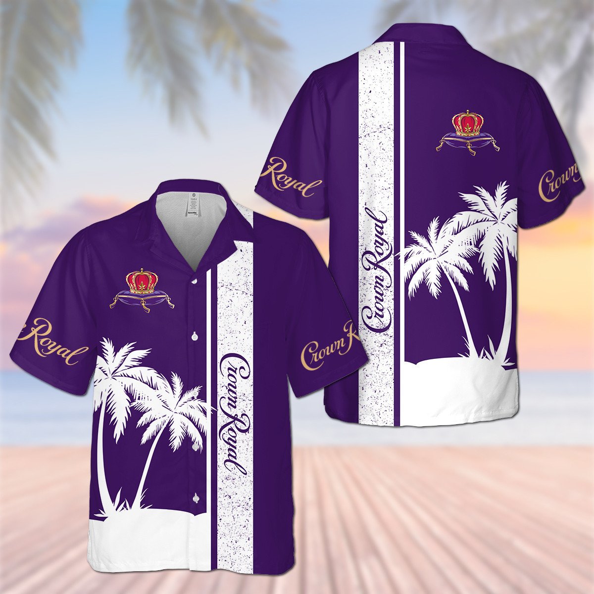 Crown Royal Palm Tree Pattern Hawaiian Shirt