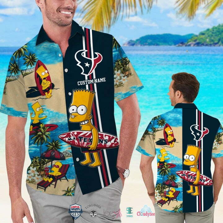 Custom Name Houston Texans Bart Simpson Hawaiian Shirt