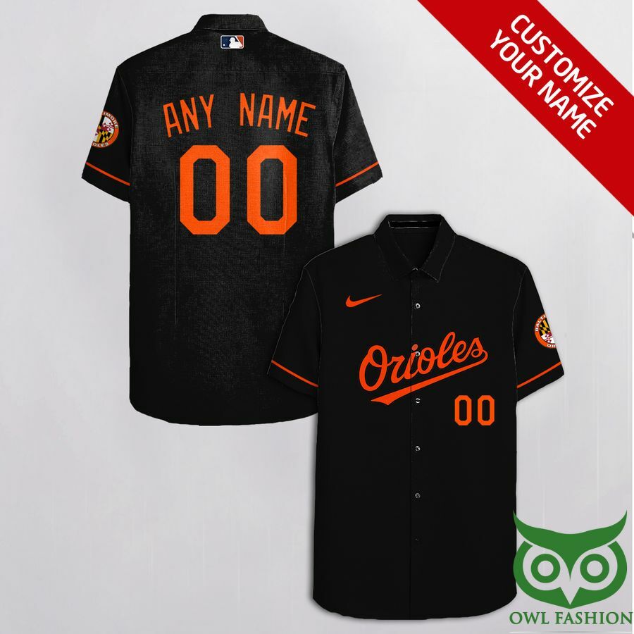 Baltimore Orioles Black Bright Orange Hawaiian Shirt