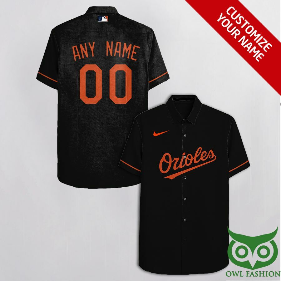Baltimore Orioles Black Orange Words Hawaiian Shirt
