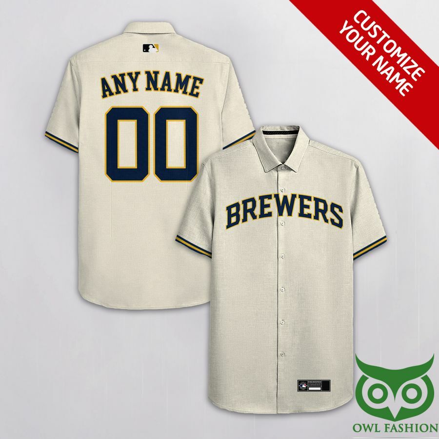 Milwaukee Brewers Beige Hawaiian Shirt