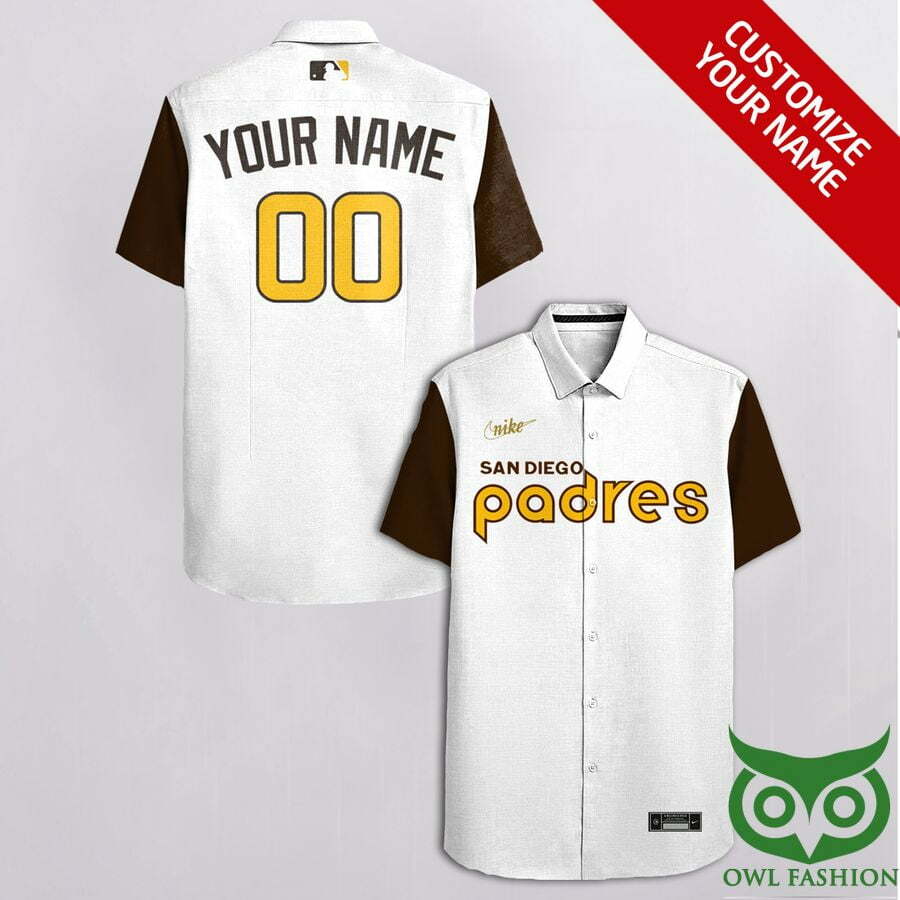 San Diego Padres White And Brown Hawaiian Shirt