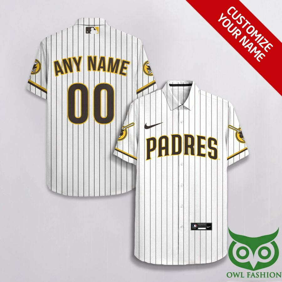 San Diego Padres White With Vertical Stripes Hawaiian Shirt