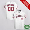 Customized Los Angeles Angels White With Red And Team Hawaiian Shirt