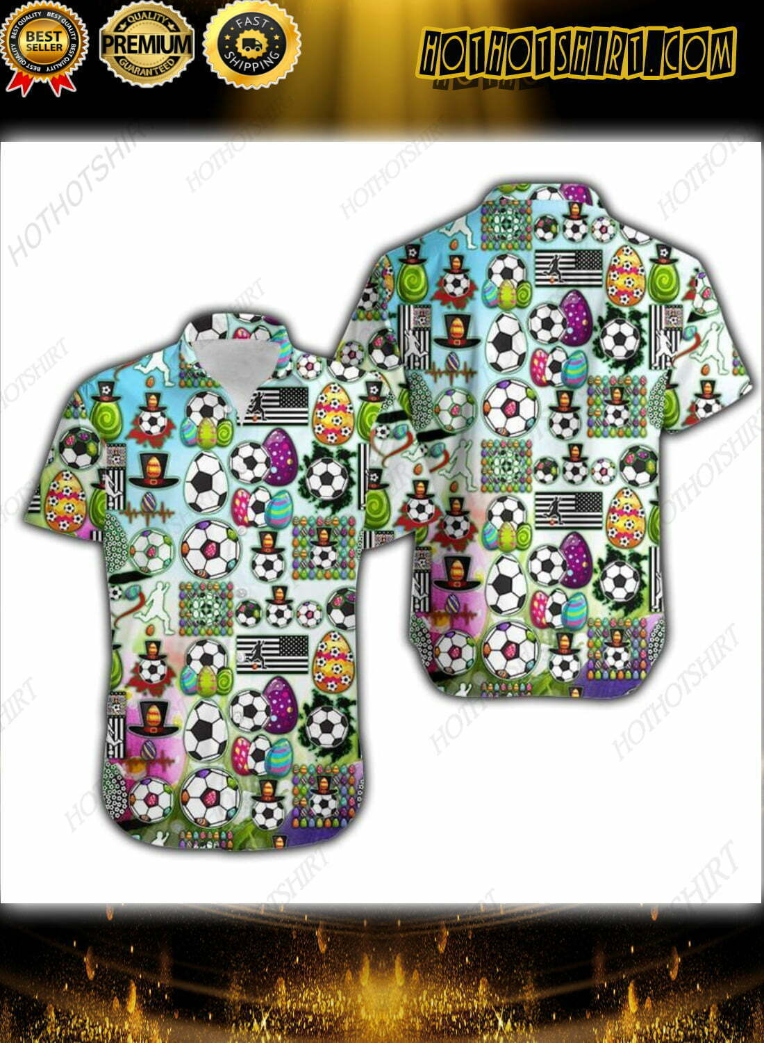 Easter Day Soccer Bunny Eggs Hawaiian Shirt