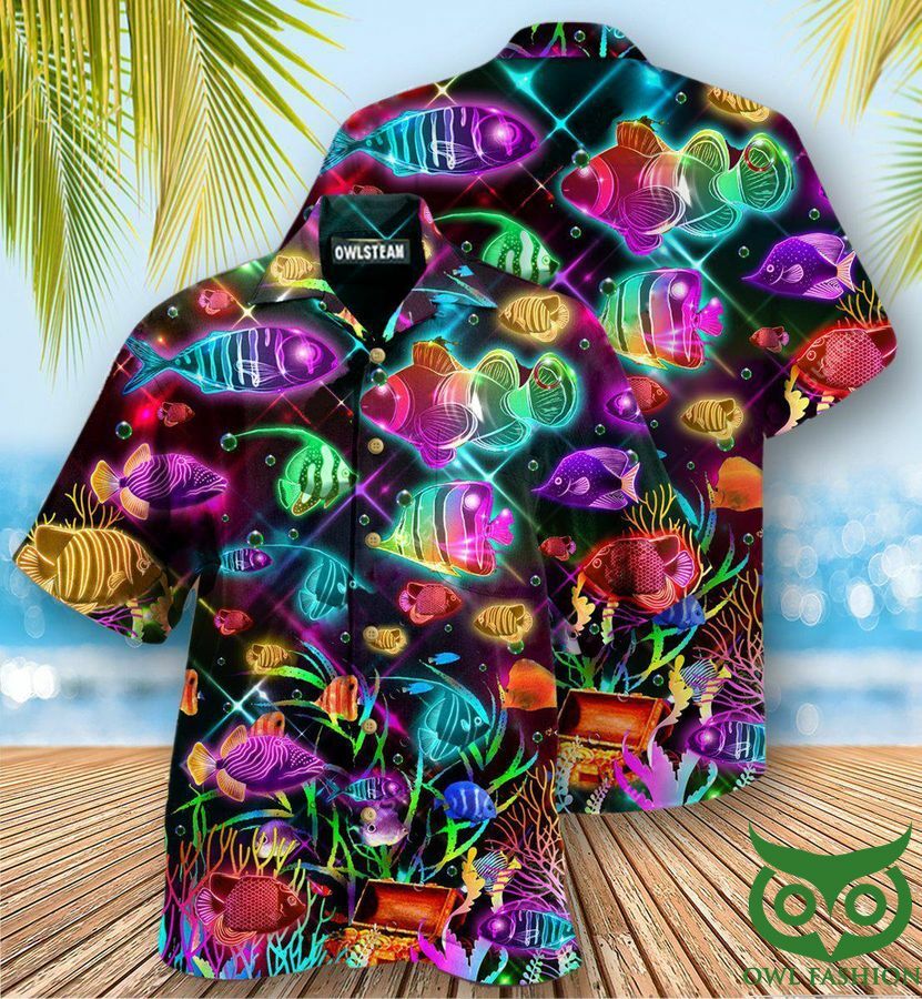 Fish Even Small Fish Are Fish Edition Colorful Neon Hawaiian Shirt