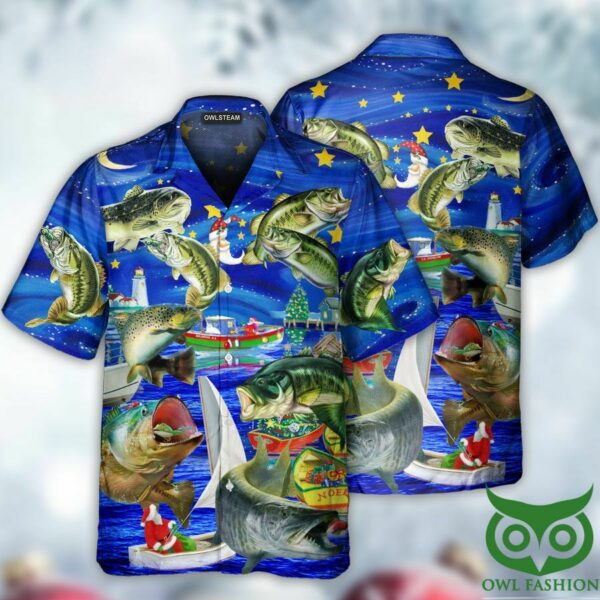 Fishing More Worry Less Bright Blue Ocean Hawaiian Shirt