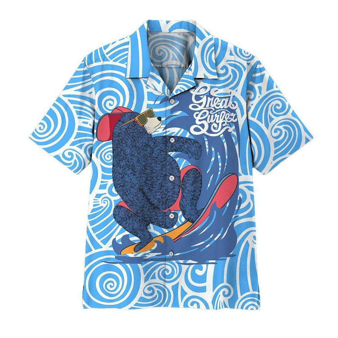 Surfing Bear For Hawaiian Shirt