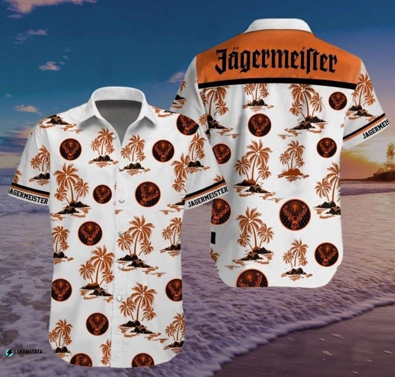 Jagermeister Coconut Tree Drink Whisky Hawaiian Shirt