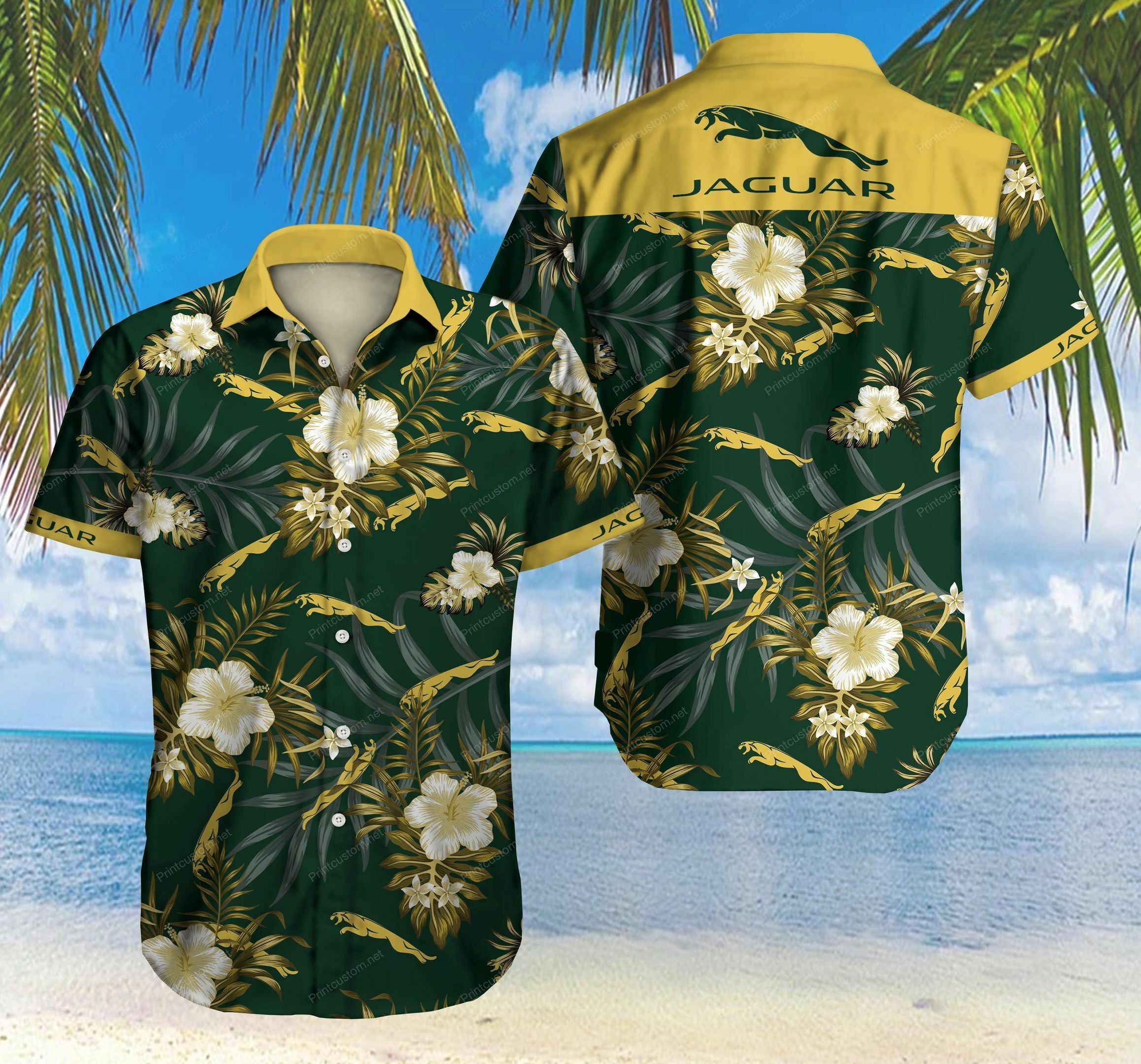 Jaguar Floral Hawaiian Shirt Outfit Beach Summer