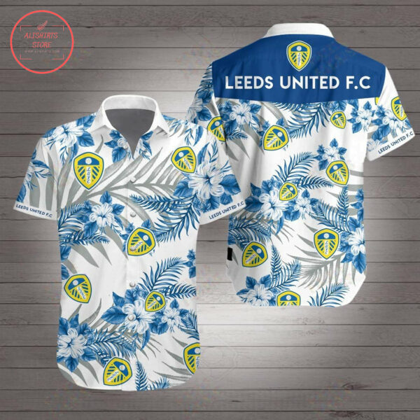 Leeds United Fc Button Up Hawaiian Shirt