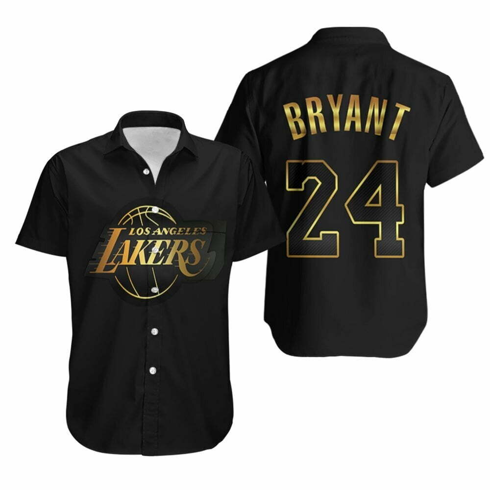 Los Angeles Lakers Kobe Bryant 24 Gold Black Hawaiian Shirt