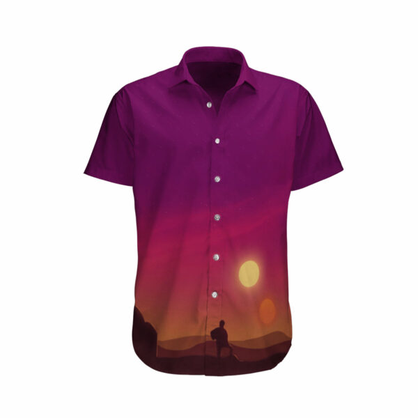 Man In Sunset Pinky Purple Hawaiian Shirt