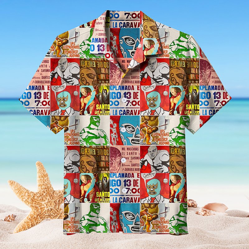 Mexican Wrestling Retro Hawaiian Shirt