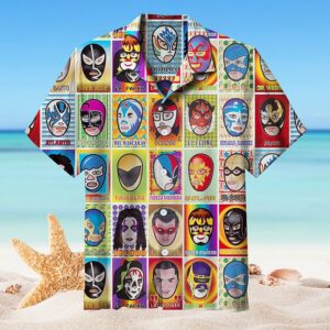 Mexican Wrestling Retro Mask Hawaiian Shirt