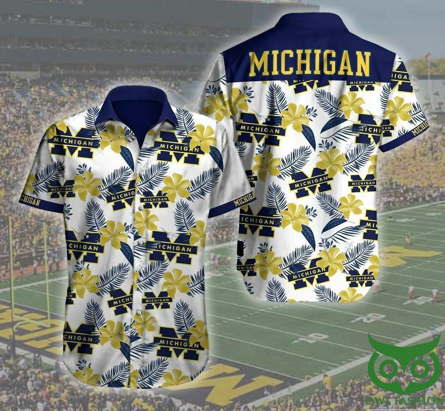 Michigan Wolverines Dark Blue And Yellow Hawaiian Shirt