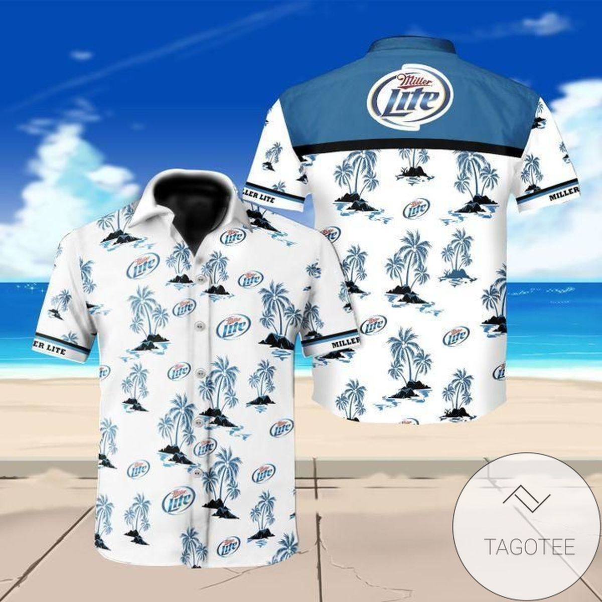 Miller Lite Beer Floral Hawaiian Shirt