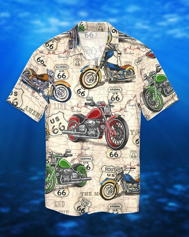 Motocycle Route 66 Texas Hawaiian Shirt