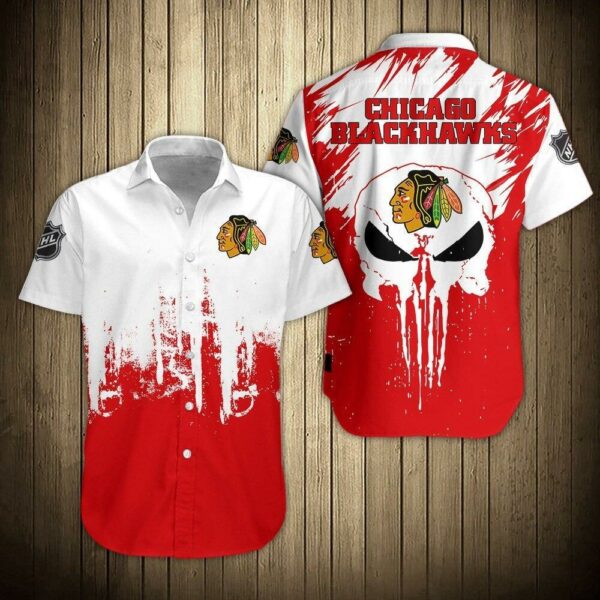 Nhl Chicago Blackhawks Skull S Hawaiian Shirt