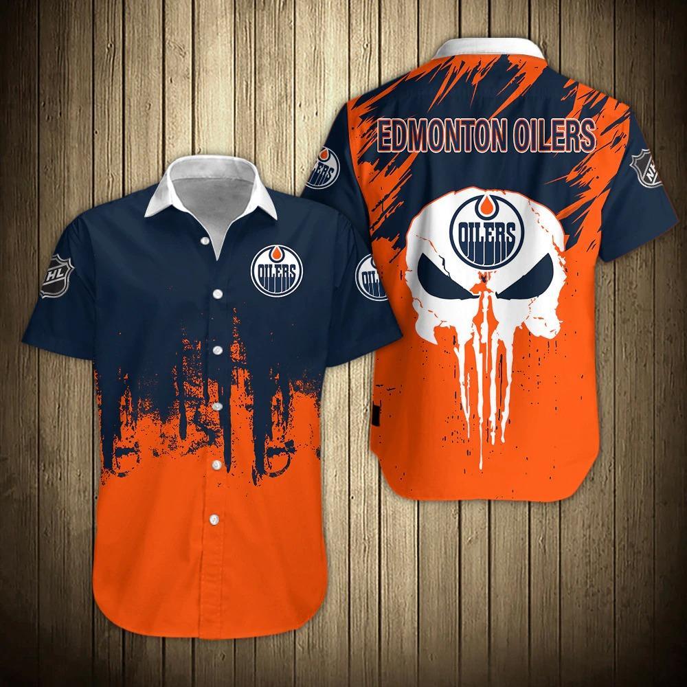 Nhl Edmonton Oilers Skull S Hawaiian Shirt