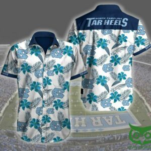 North Carolina Tar Heels Floral Blue Hawaiian Shirt