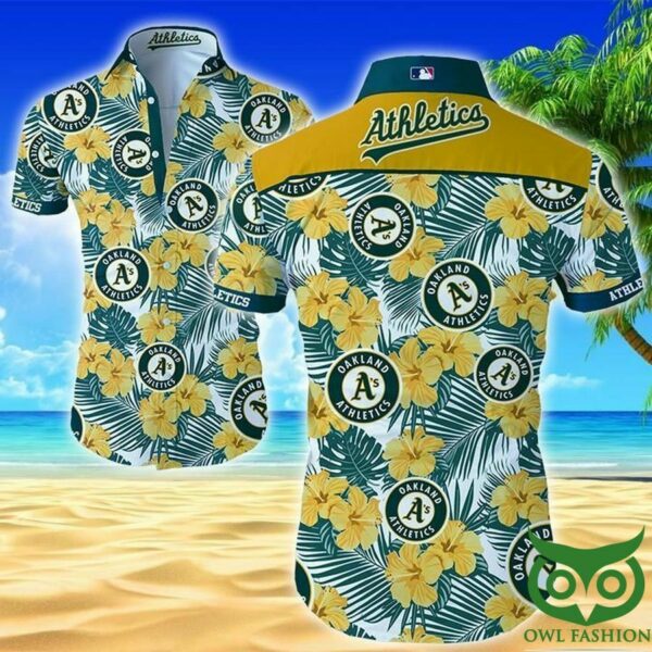 Oakland Athletics White And Yellow Flowers Hawaiian Shirt