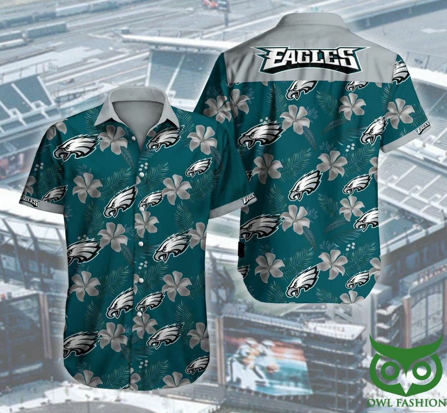 Philadelphia Eaglesfloral Teal Color Hawaiian Shirt