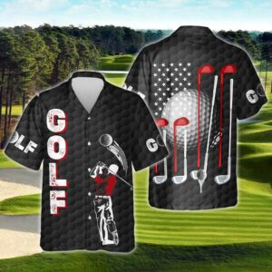 Playing Golf Golfer American Hawaiian Shirt