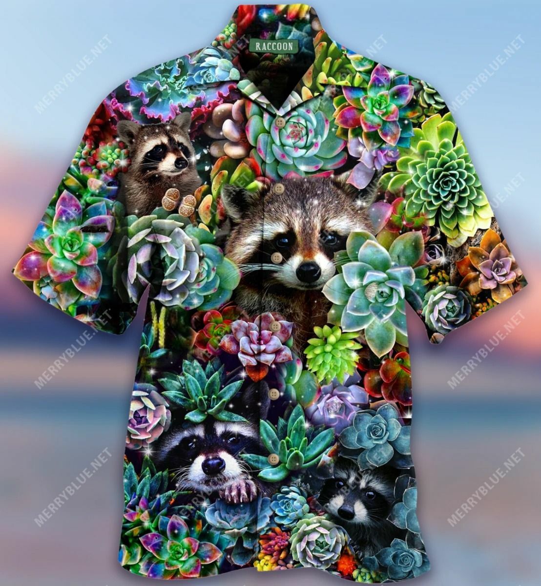 Raccoon Succulent Hawaiian Shirt Beach Summer Outfit