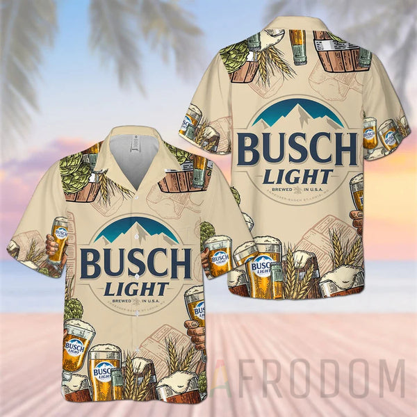 Retro Brewing Beer Busch Light Hawaiian Shirt