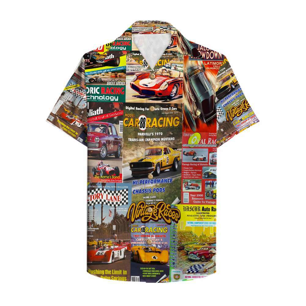 Sport Car Racing Magazine Vintage Races Hawaiian Shirt