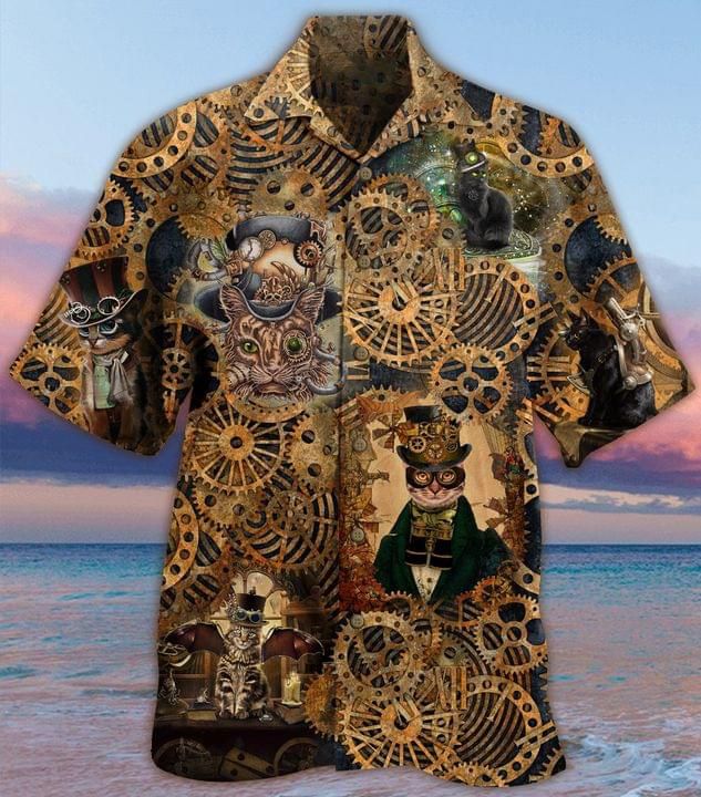 Steampunk Cat Hawaiian Shirt Summer Outfit Beach