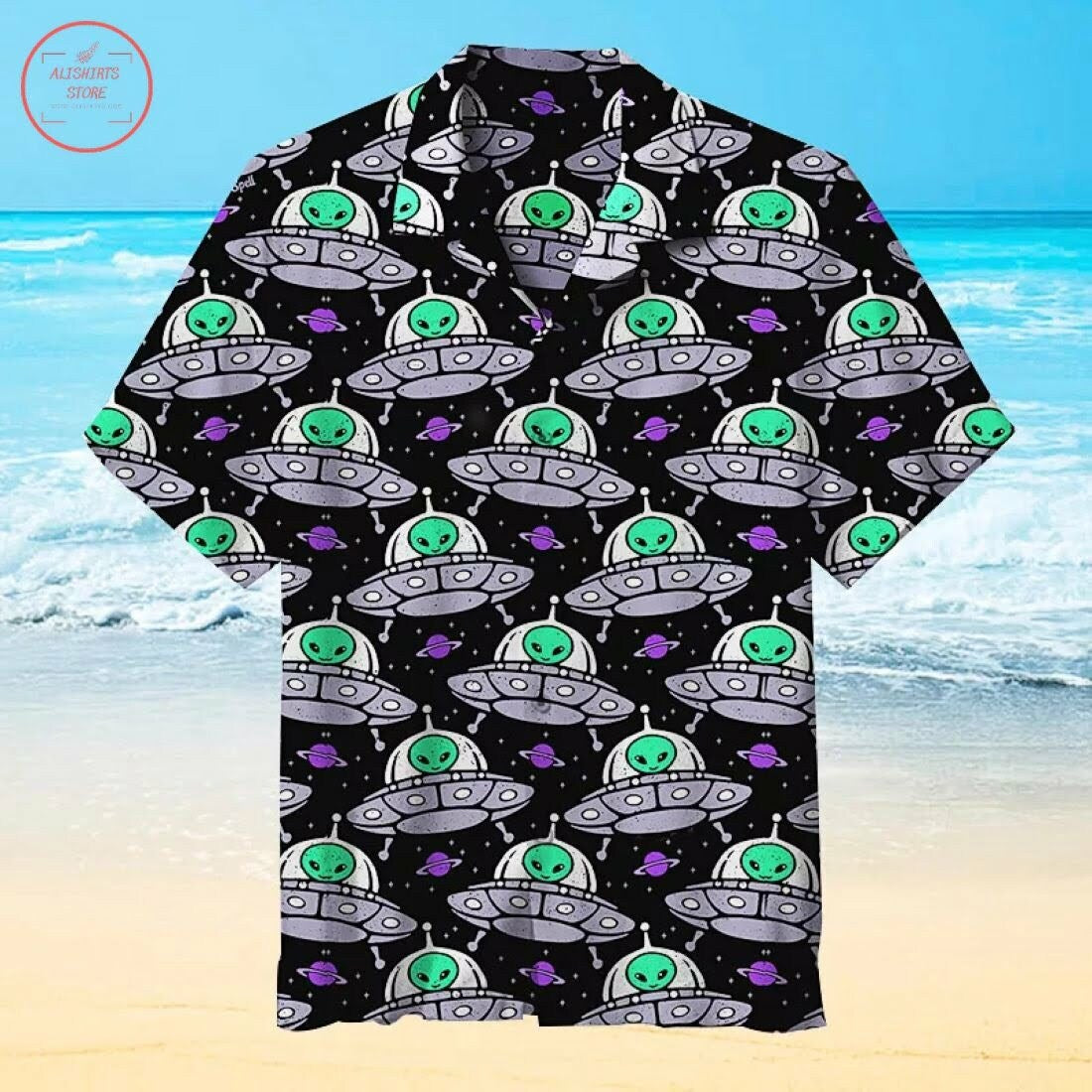 Ufo Alien Painting Art S Hawaiian Shirt