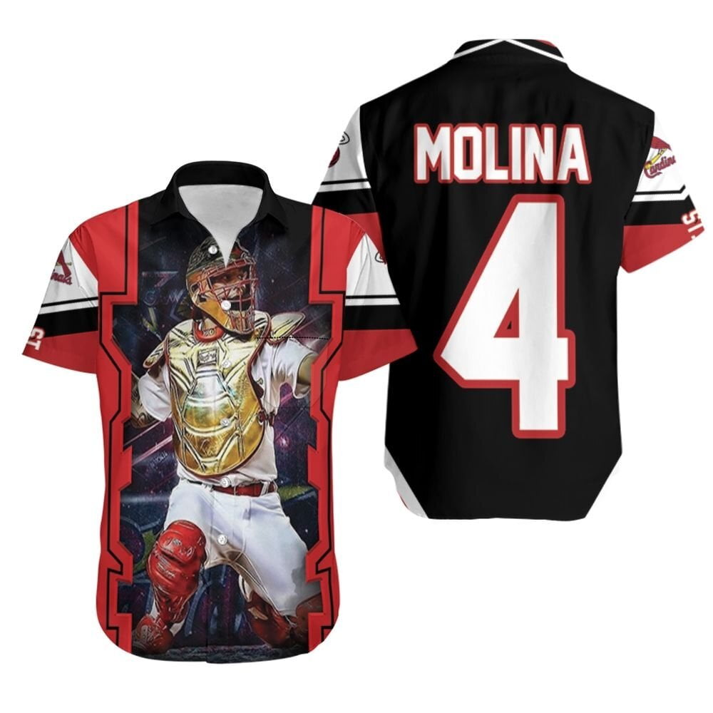 Yadier Molina St Louis Cardinals Golden Shield Throwing Hawaiian Shirt