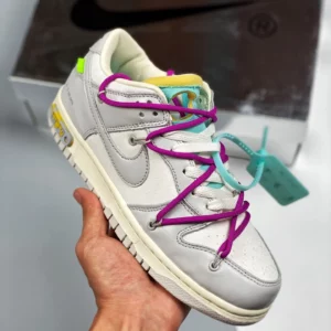 Off-White x Nike Dunk Low 21 of 50 Sail Grey Green For Sale