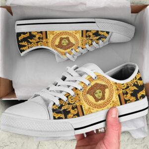 Gianni versace black white low top canvas shoes sneakers