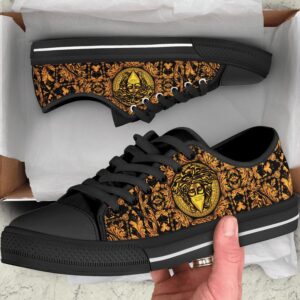 Gianni versace black gold low top canvas shoes sneakers