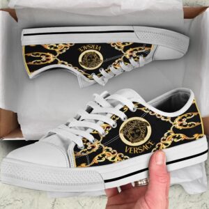 Gianni versace black white low top canvas shoes sneakers