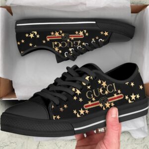 Gucci black star low top canvas shoes sneakers