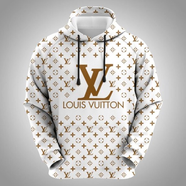 Louis Vuitton Brown White Lv Type 641 Luxury Hoodie Outfit Fashion Brand