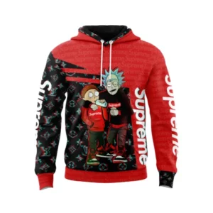 Louis Vuitton Supreme Rick And Morty Red Black Type 585 Hoodie Outfit Fashion Brand Luxury