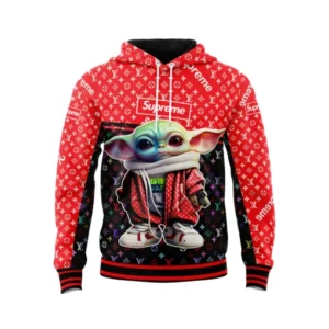 Louis Vuitton Supreme Yoda Colorful Red Type 564 Luxury Hoodie Fashion Brand Outfit